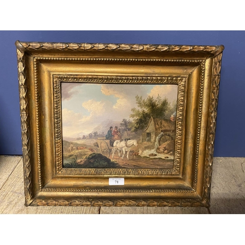 71 - Peter Le Cave, (AS 1769-1816) Oil on board, horses in landscape, circa 1820, not signed, in frame, 1... 