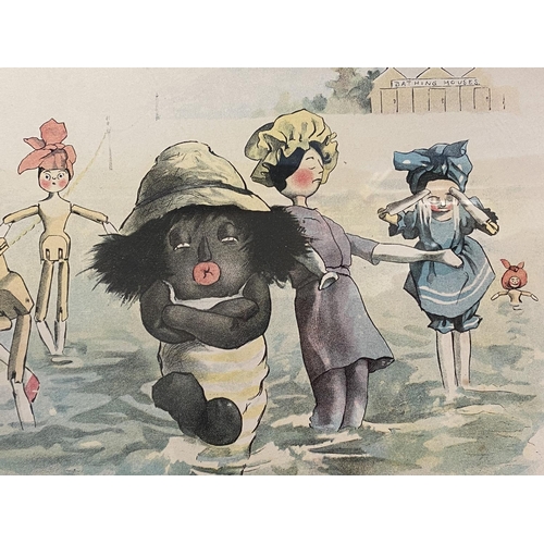 82 - Set of 4 children's prints,   Florence Upton 1898, Golly and Dollies at the seaside