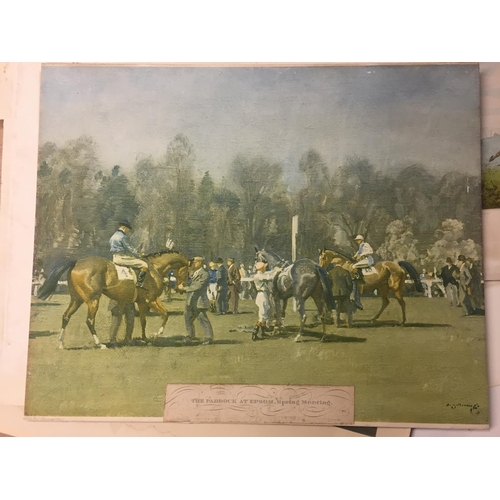 125 - Folder containing a large quantity of hunting and equine prints C19th and later,  One Alfred Munning... 