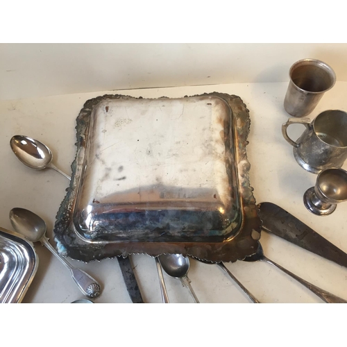 183 - Large old plated entree dish and cover 28 cm square and a qty of other plated wares