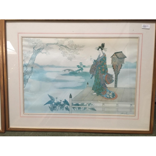 34 - A quantity of Japanese and Chinese coloured prints, including a set of 3