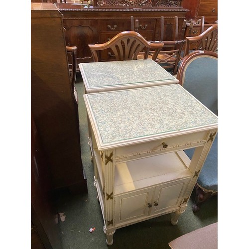 755 - Pair of French style white painted bedside tables