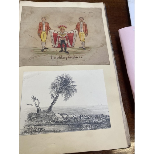 91 - Album of a large qty of, C19th and later pencil sketches, oil painting, water colour etc