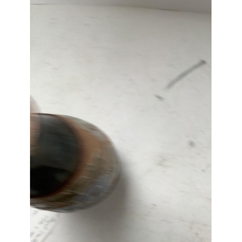 552 - Doulton & Slaters patent onion shaped stoneware vase c1890 green, gold and sepia colourway  43 cmH i... 