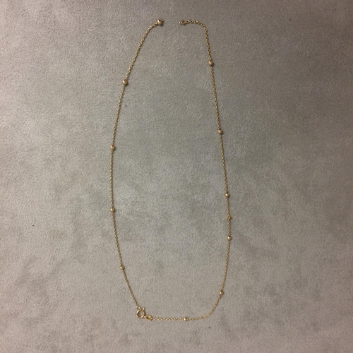 413 - 9 ct gold ball and chain necklace, 2.1 grams