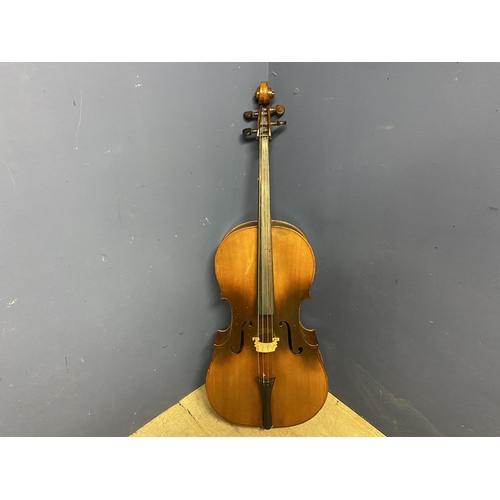 414 - French Cello by Thibouville Lamy second half of the 20th C. good order.  Body length 75.5cm