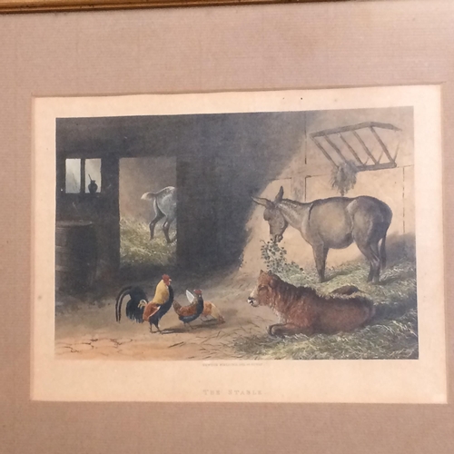 426 - Two framed and glazed prints, both with wear, The Stable 29.5 x 34.5cm overall, and The different fo... 