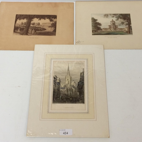 427 - 3 unframed prints of Oxford : St Clemments Church, The Radcliffe Infirmary and the Radcliffe Observa... 