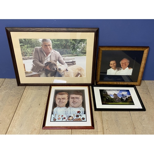 429 - The famous Roux Family Chefs memorabilia: Framed and glazed photograph of Albert Roux with his dogs ... 