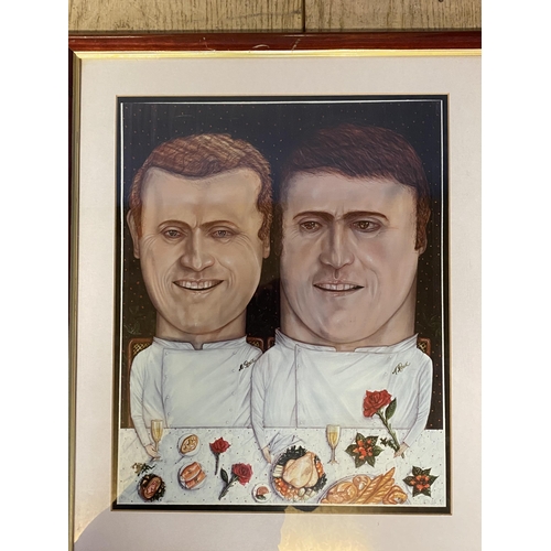 429 - The famous Roux Family Chefs memorabilia: Framed and glazed photograph of Albert Roux with his dogs ... 