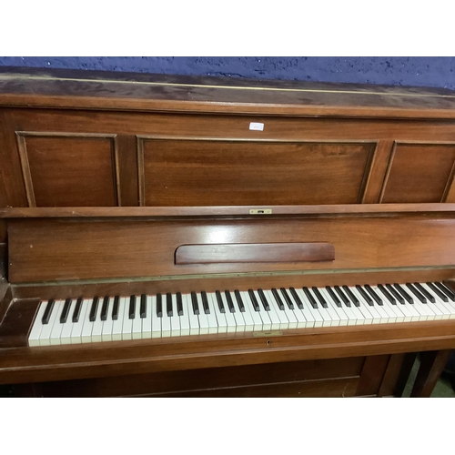 433 - Upright piano in walnut case by Collard & Collard  144x58x129 cm high