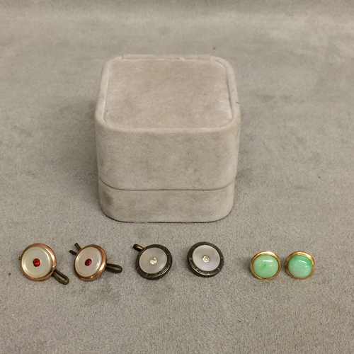 105 - Collection of unmarked yellow and white metal dress studs