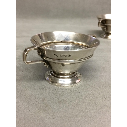 113 - Collection of Sterling silver salts and lidded mustard pots, to include a pair of circular salts rai... 