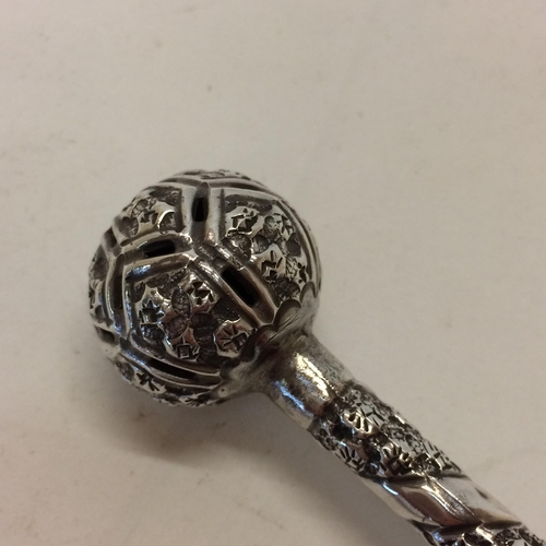 13 - Indian white metal baby rattle with pierced decoration