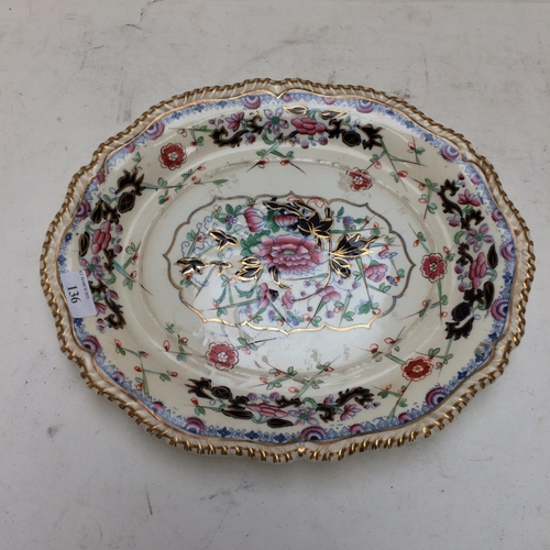 136 - A large china lidded tureen and plate (some wear)