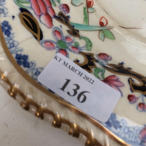 136 - A large china lidded tureen and plate (some wear)