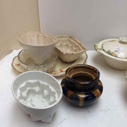 137 - Quantity of China to include Copeland Spode, vintage jelly moulds, part dinner sets etc