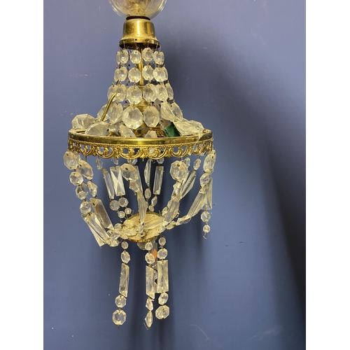 138 - A ceiling pendant, with two tiers of glass lustre drops