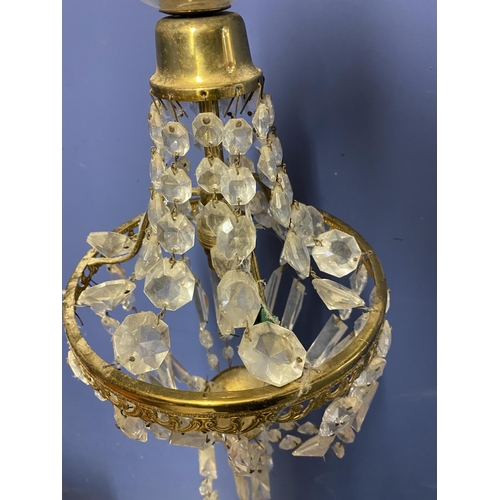 138 - A ceiling pendant, with two tiers of glass lustre drops