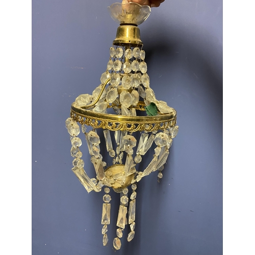 138 - A ceiling pendant, with two tiers of glass lustre drops