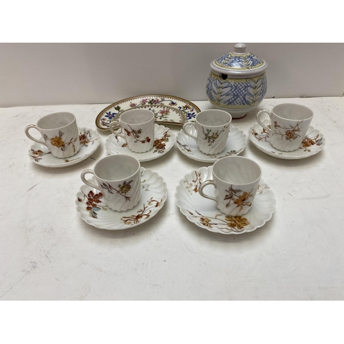 144 - Victorian coloured beaker glasses and a quantity of china, a Royal Worcester Limoges coffee cups etc... 