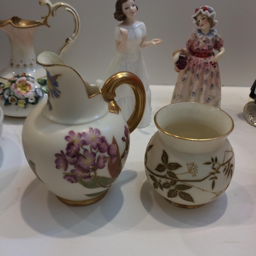 154 - Quantity of China, ceramics and glassware, enamelled vase, 2 pieces of Royal Worcester blush ivory (... 