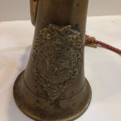 165 - Military bugle with applied crest for Argyll & Sutherland Regiment, and a C19th illustrated and leat... 