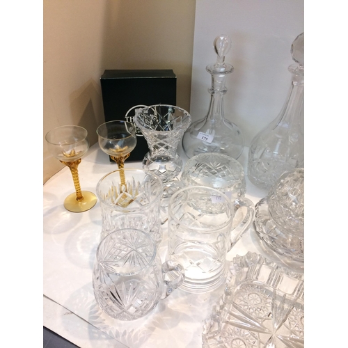 175 - Large quantity of C20th moulded glass decanters, bowls etc