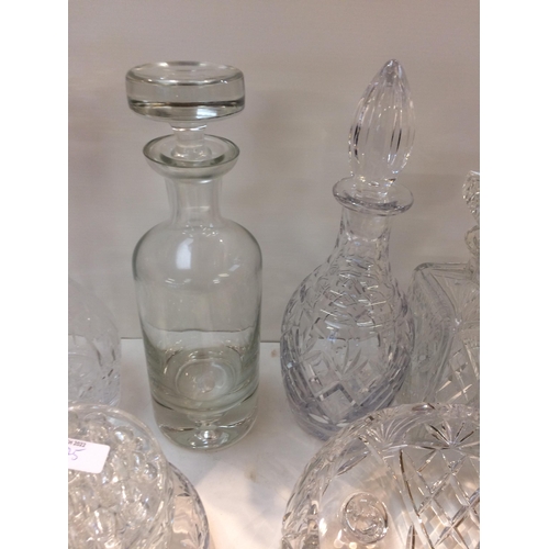 175 - Large quantity of C20th moulded glass decanters, bowls etc