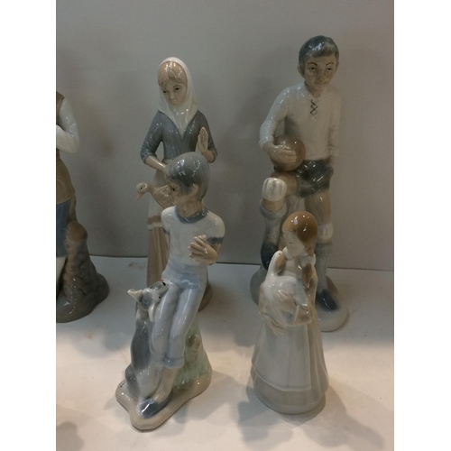 176 - Quantity of china to include Spanish ceramic figures in the Lladro Style, Lladro lady with chickens,... 