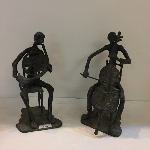 189 - Two C20th bronze style figures, abstract 