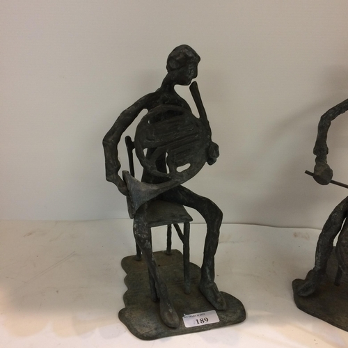 189 - Two C20th bronze style figures, abstract 