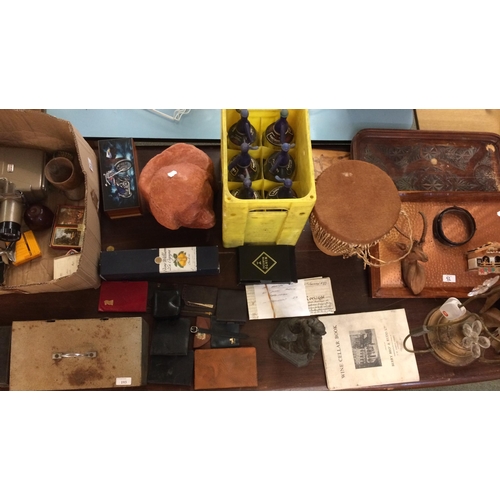 193 - Collection of mixed items to include compact projectors, 6 partridge soda syphons, terracotta bust, ... 