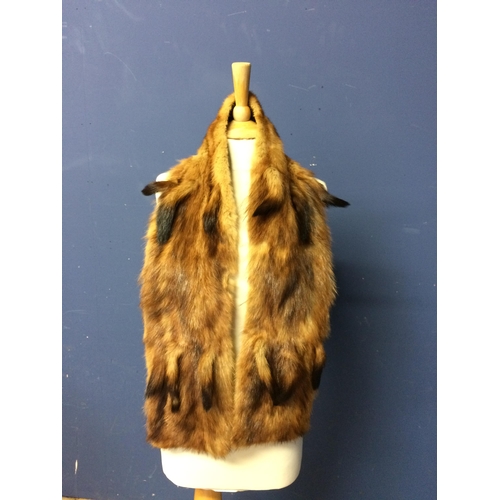 224 - Four mink furs stoles in used condition; and a feather hat, 1980s Italian cardigan and Vintage shoes... 