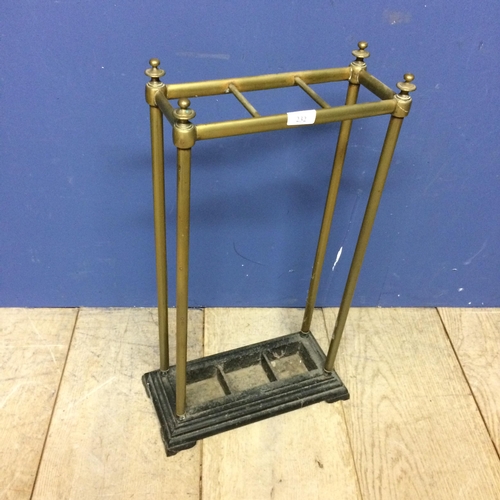 232 - Edwardian brass umbrella stand with drip tray