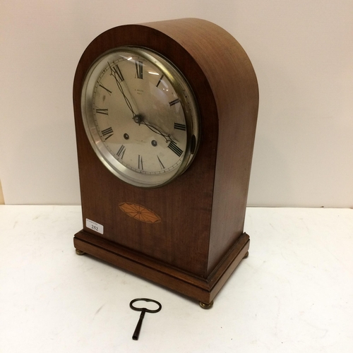 252 - Mahogany and inlaid domed frame bracket clock, E White, Paris