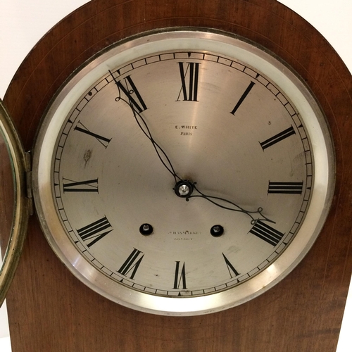 252 - Mahogany and inlaid domed frame bracket clock, E White, Paris