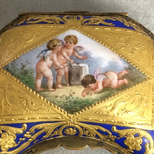 253 - Two Sevres ceramic jewellery caskets with hand painted gilt decoration, see all images for SEVRES/ME... 