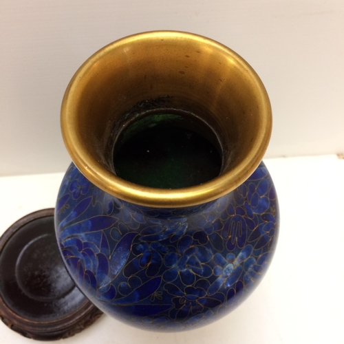 257 - Blue and gilt cloisonne vase, and a pretty millefleur glass bottle and stopper