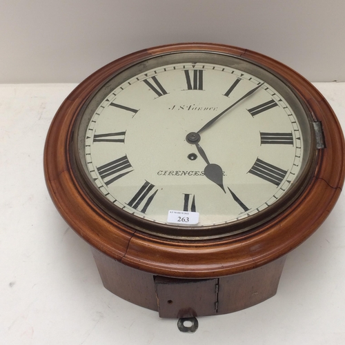 263 - A Station style wall clock, the cream dial inscribed, J Stanner, Cirencester (with fussee chain move... 