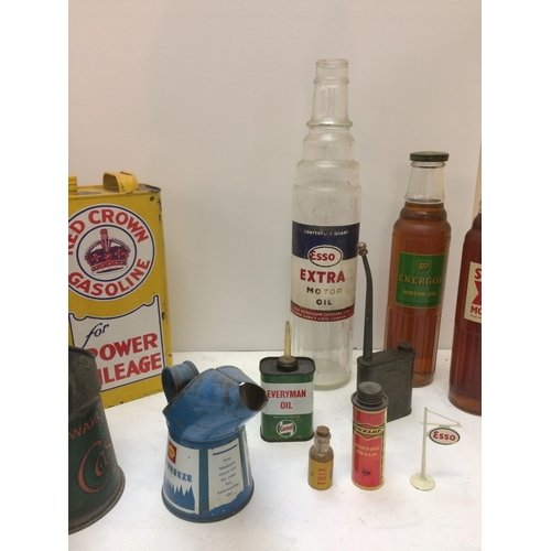 268 - A quantity of vintage Motor accessories, including motor oil tins, Shell Anti freeze, Red Crown Gaso... 