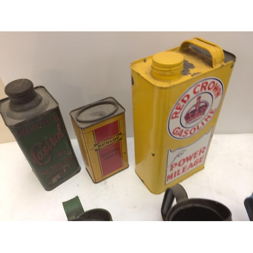 268 - A quantity of vintage Motor accessories, including motor oil tins, Shell Anti freeze, Red Crown Gaso... 