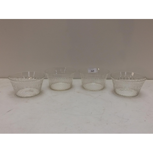 269 - Four etched glass bowls