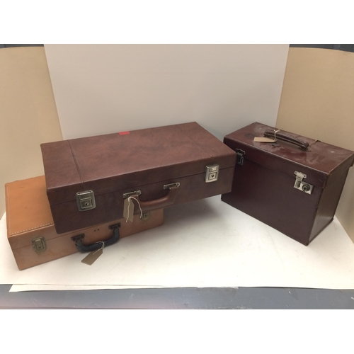 271 - Three vintage cases, including a hat box, and one case by Olympic Corp