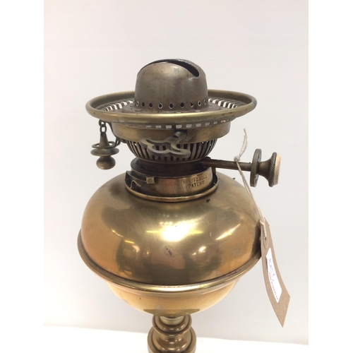 277 - Brass oil lamp and glass funnel and shade