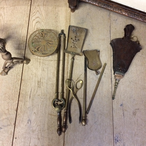 295 - Brasswares to include, firescreen, dogs, umbrella stand, walking sticks  etc