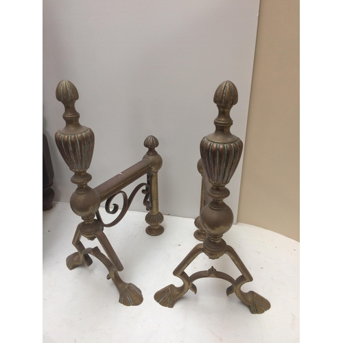 295 - Brasswares to include, firescreen, dogs, umbrella stand, walking sticks  etc