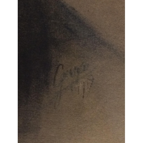 303 - Frame and glazed picture  of an Orientalist, charcoal, of a man in Turban