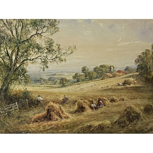 318 - HENRY J KINNAIRD (1861-1929) watercolour, of an C19th haymaking scene, signed indistinctly lower rig... 