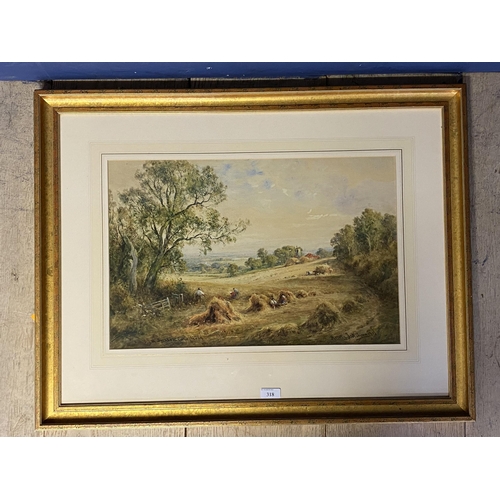 318 - HENRY J KINNAIRD (1861-1929) watercolour, of an C19th haymaking scene, signed indistinctly lower rig... 